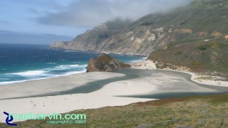Highway 1 - Favorite View: This beautiful beach with Highway 1 and the mountains above is one of my favorite views. I always stop here to checkout the beach and how the surf has displaced the sand.
